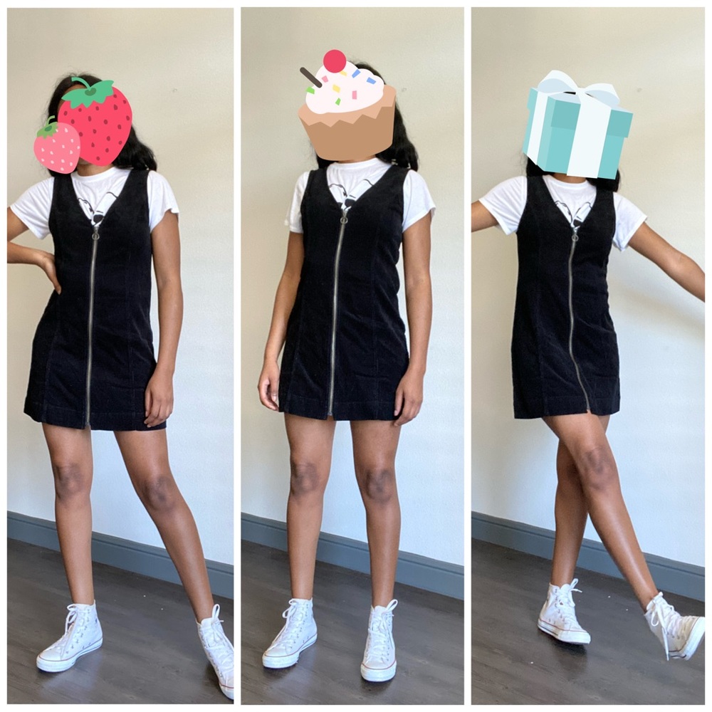 Black corduroy mini dress/vest